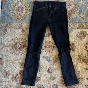 Skinny black all saints distressed denim size 25